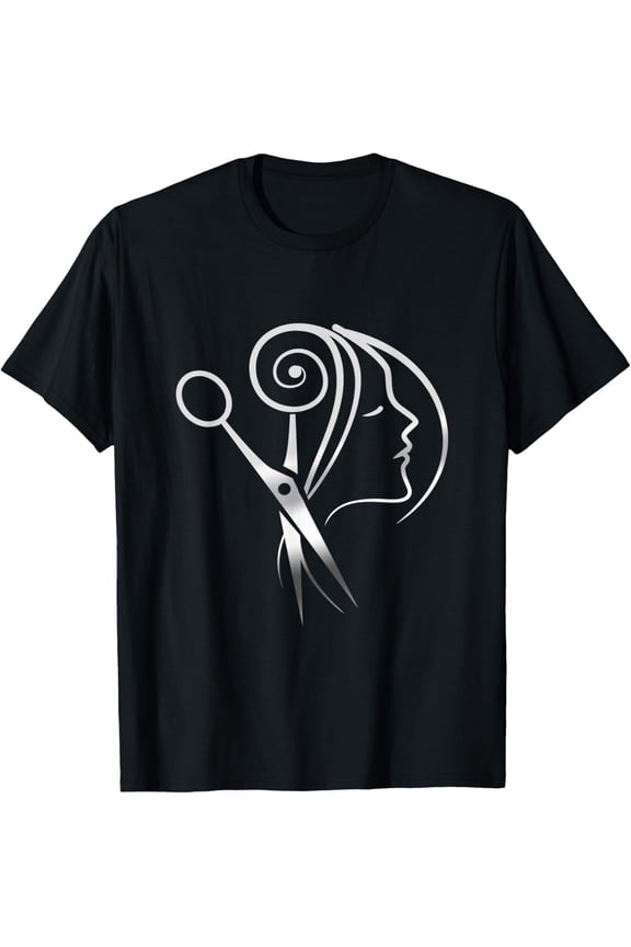 Barber Hairdresser Hair Salon Beauty Studio Logo T-Shirt men and women can wear, black, white, gifts