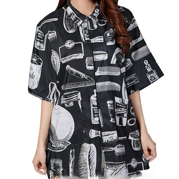 Barber Jacket for Men, Hair Stylist Grooming Smock Vest Shirt, Vintage Print