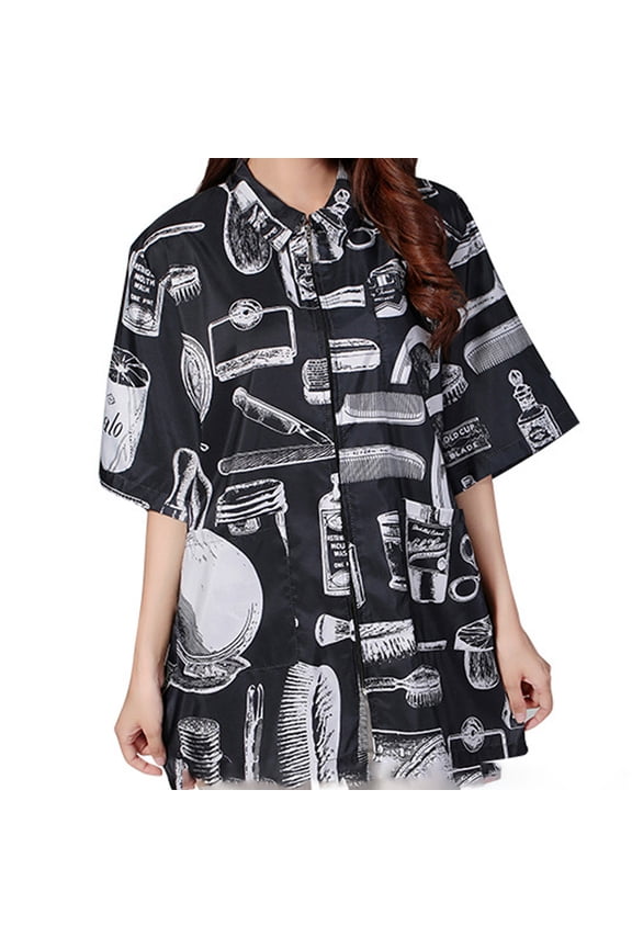 Barber Jacket for Men, Hair Stylist Grooming Smock Vest Shirt, Vintage Print