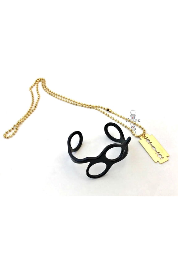 Barber Jewelry Shears Bracelet Necklace Gold and Matte Black Hairstylist Bangle