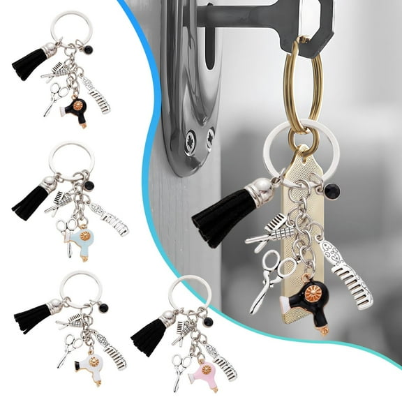Barber Keychain under $5! kkbbma Hair Stylist Keychain, Barber Tool Charm Collection, Hairstylist Gift for Professionals, Creative Beauty Accessory, Salon Key Ring