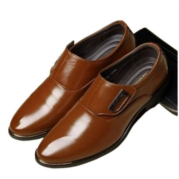 Barber Leather Shoes Black Men's Casual Shoes Padded Men's Leather Shoes Trendy British Pointed Toe