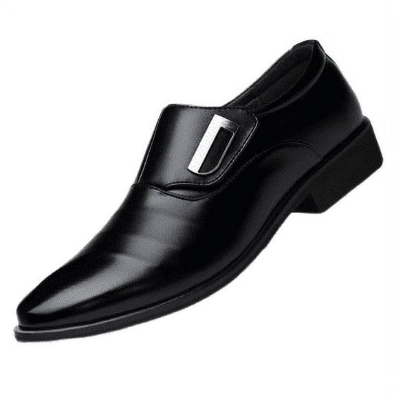 Barber Leather Shoes Black Men's Casual Shoes Padded Men's Leather Shoes Trendy British Pointed Toe