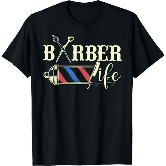 Barber Life Pole Scissors Blade Vintage Shop Gift for Him T-Shirt