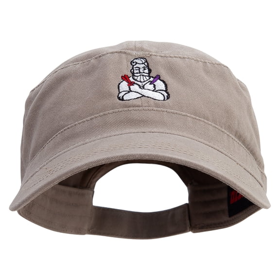 Barber Man Embroidered Garment Washed Adjustable Army Cap - Dk Khaki OSFM