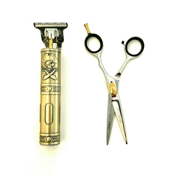 Barber Mens Hair Clipper T-Liner T-Blade USB Rechargeable+ German Hashirs Barber 6 Scissors Set