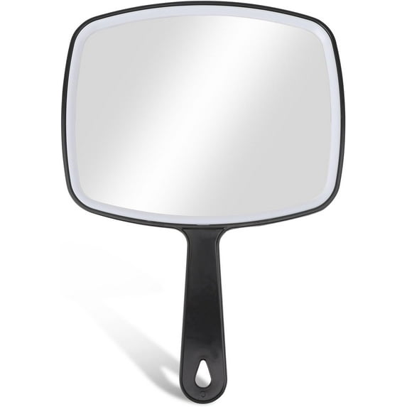 Barber Mirror, Black Extra Large Hand Mirror Handheld Mirror for Barber Hairdressing Professional Self Haircut Mirror Small Handheld Mirror with Handle Travel Makeup Mirror for Women Men