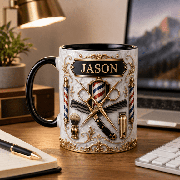 Barber Mug 2D Printed 3D Effect Personalized Barber Mug Custom Barber Gift