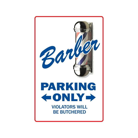 Barber Novelty Aluminum Sign | Indoor/Outdoor | Funny Home Décor for Garages, Living Rooms, Bedroom, Offices | SignMission Hair Shop Pole Gift Stylist Gag Funny Work Sign Wall Plaque