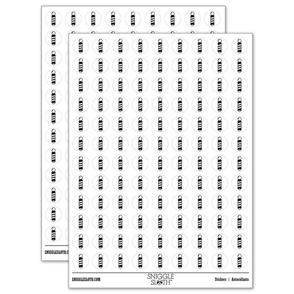 Barber Pole Icon 200+ Round Stickers - White - Gloss Finish - 0.50" Size