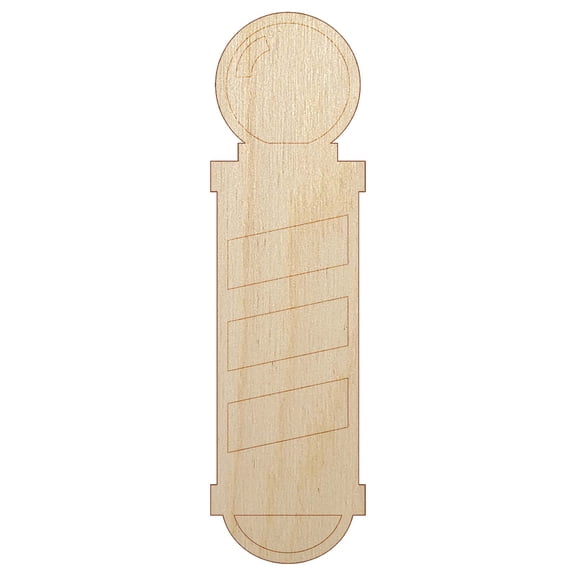 Barber Pole Icon Wood Shape Unfinished Piece Cutout Craft DIY Projects - 4.70 Inch Size - 1/4 Inch Thick