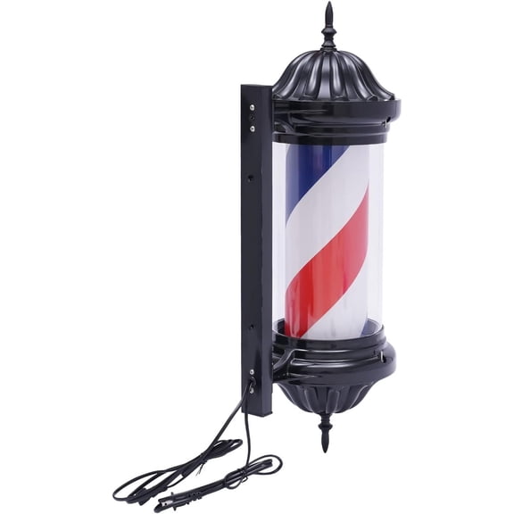 Barber Pole LED Light, 28inch Red White Blue Traditional Barber Pole Outside Barber Shop Rotating Light Sign Light Box Rainproof Hairdressing Salon Save Energy Wall Lamp