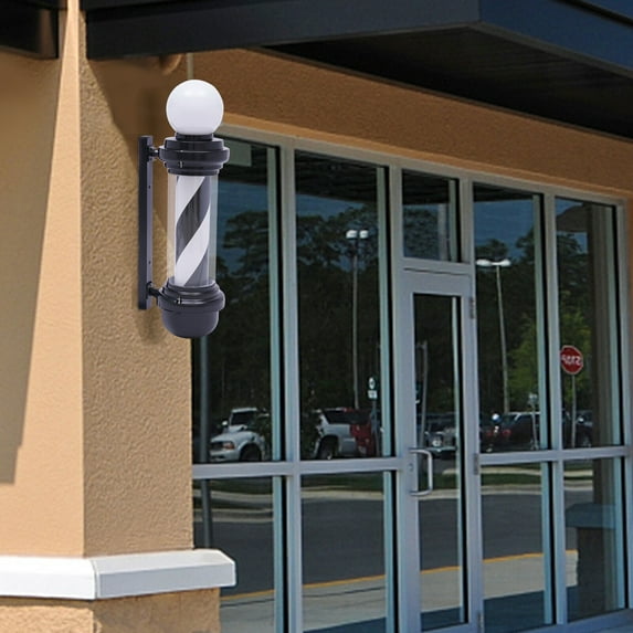 Barber Pole Rotating Light LED Barber Shop Stripes Wall Lamp Hair Salon Sign NEW