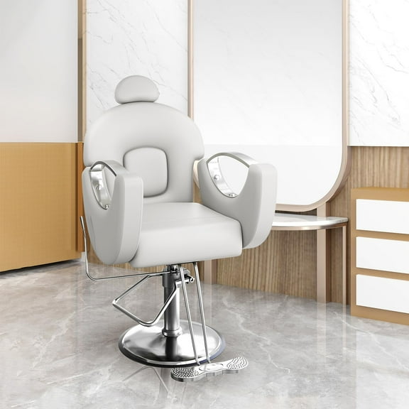 Barber Salon Chair, Height Adjustable Hydraulic Hair Reclining Salon Chairs, 360 Degrees Rotation, Multi-Function for Barbershop, Spa