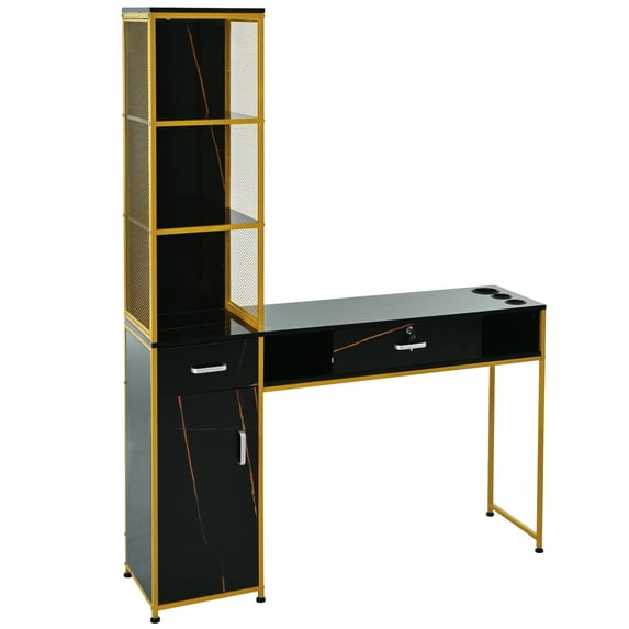 Barber Salon Station Beauty Spa FurnitureWith Lockable Drawers Hair Dryer Holes WallHair Styling Salon Equipment