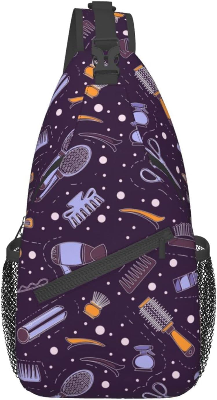 Barber Salon Tools Pattern Sling Bag Crossbody Hiking Travel Chest Bags Backpack Shoulder Daypack for Women Men