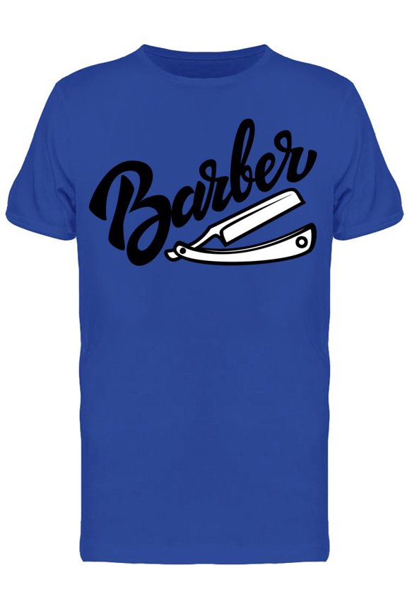 Barber Scissors, And Barber Text T-Shirt Men -Image by Shutterstock, Male Large
