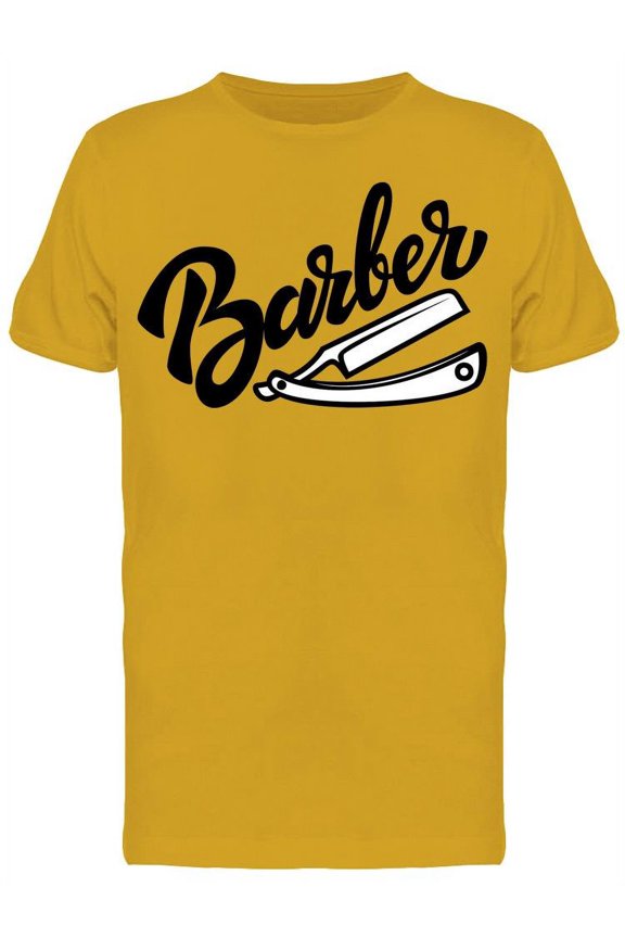 Barber Scissors, And Barber Text T-Shirt Men -Image by Shutterstock, Male Medium