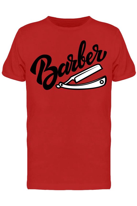 Barber Scissors, And Barber Text T-Shirt Men -Image by Shutterstock, Male Medium
