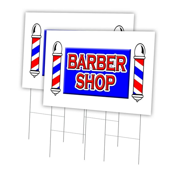Barber Shop 2 Pack Of 24" x 36" Yard Sign & Stake | Advertise Your Business | Stake Included Image On Both Sides | Made in The USA