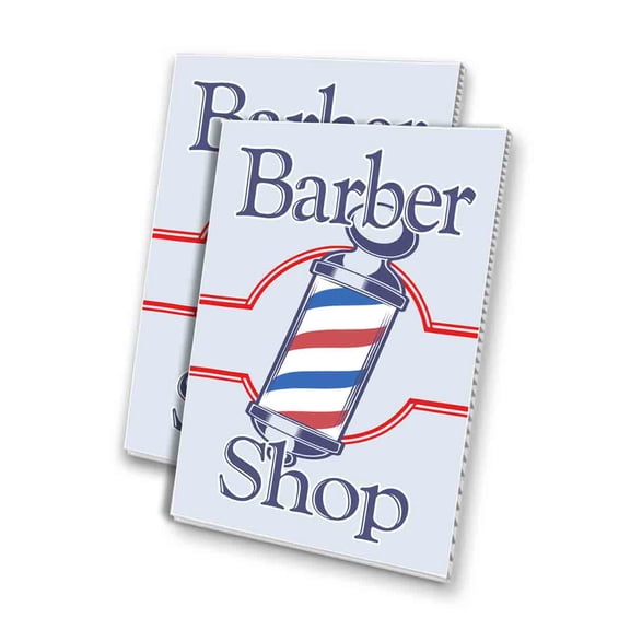 Barber Shop (24" X 36") 4mm Corrugated Plastic Panel, Graphics Applied To 1 Side (Pk of 2)