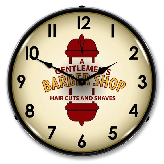 Collectable Sign and Clock Barber Shop 2 LED Lighted Premium Wall Clock