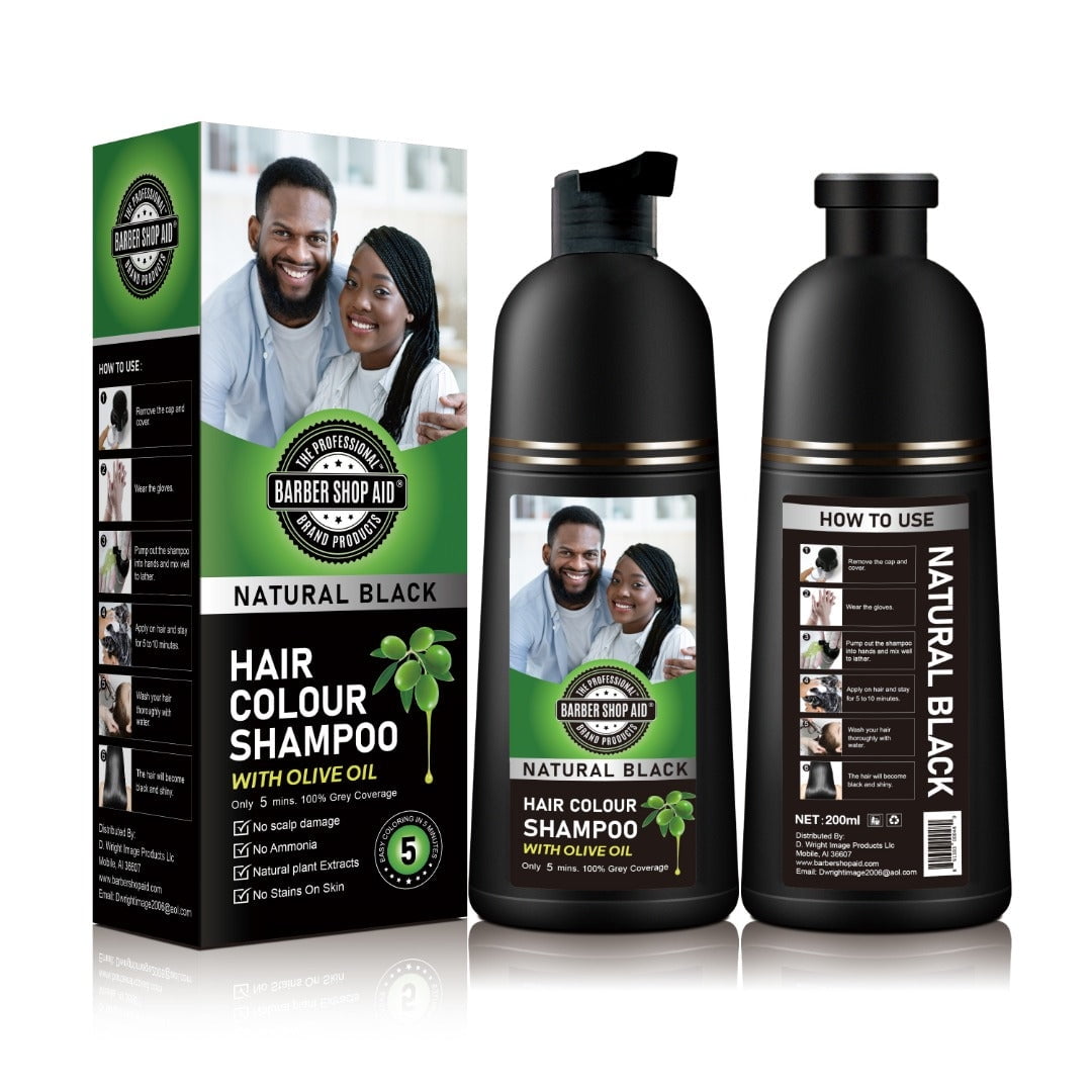 Barber Shop Aid - Natural Black - Hair Colour Shampoo With Olive Oil ...