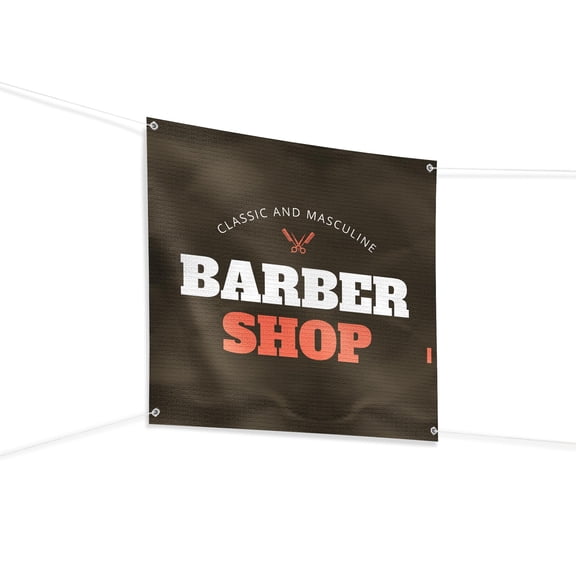 Barber Shop Banner Large (4Feetx4Feet) By Dreamcontroller | Wall Outdoor Banner Signs With Pre-Punch Holes For Easy Rope Hanging For Business Office Events | Made In Usa | Fast Delivery | Hd Print