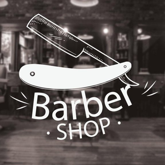 Barber Shop Decor Wall Art Cut Throat Razer Vinyl DecalsTraditional Barbers Window Sign Stickers Removable Hair Salon Decal 42X35cm