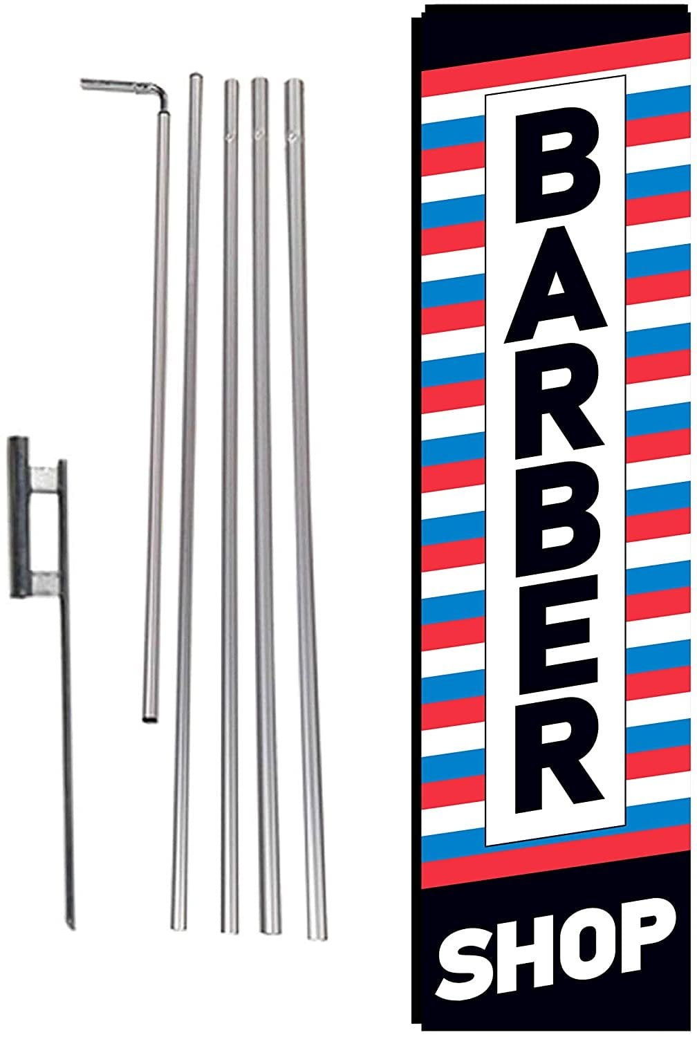 Barber Shop Hair Salon Haircut Advertising Rectangle Feather Banner Swooper Flag Sign with Flag Pole Kit and Ground Stake