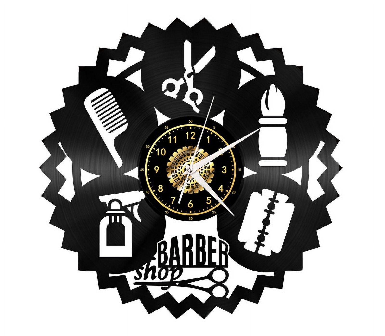 Barber Shop Hairdresser Vinyl Record Wall Clock Hair Salon Modern Art