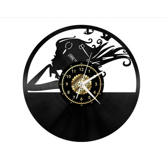 Barber Shop Hairdresser Vinyl Record Wall Clock Hair Salon Modern Art Gift