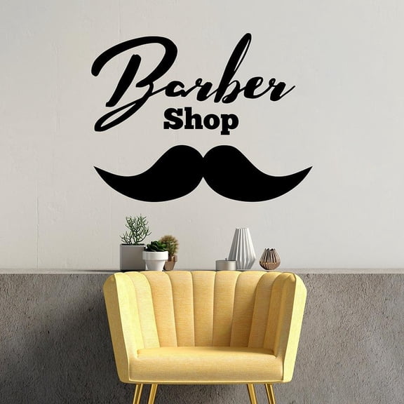 Barber Shop Logo Decal Beards Men Haircut Salon Wall Decor Vinyl Window Posters Removable Vintage Logo Stickers 42x32cm