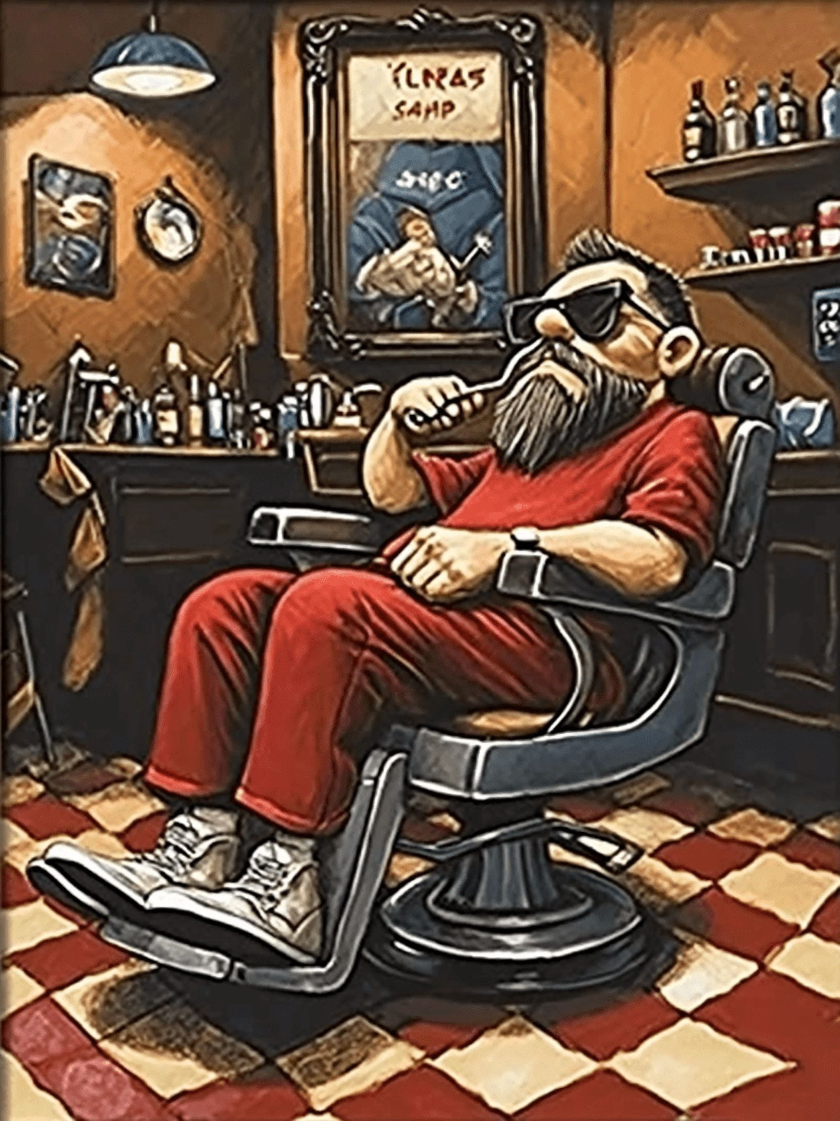 Barber Shop Man Portrait Decoration Painting/Canvas Art， Perfect
