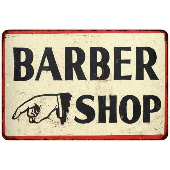 Barber Shop Pointer Vintage Look Chic 8 x 12 High Gloss Metal 208120020015