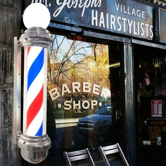 Barber Shop Pole Rotating Light Hair Salon Red/Blue/ White LED Stripes Sign Lamp