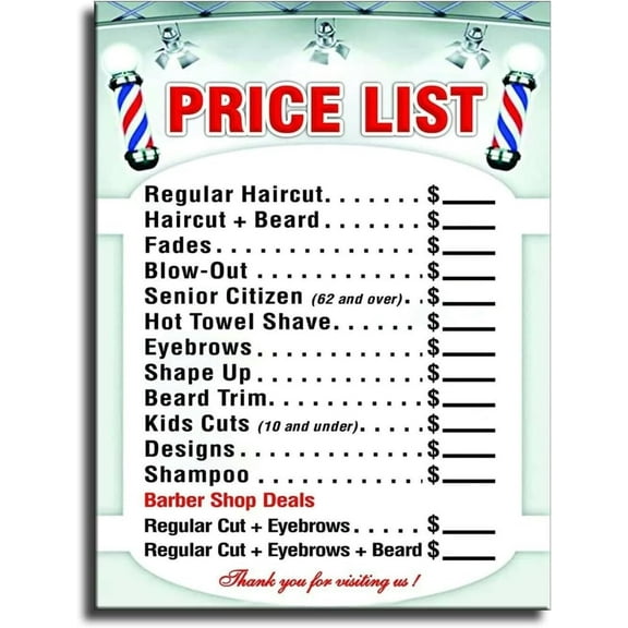 Barber Shop Poster, Barber Shop Price List Poster Canva Wall Art Home Wall Decor Bedroom Aesthetic Art Prints Posters Decorations