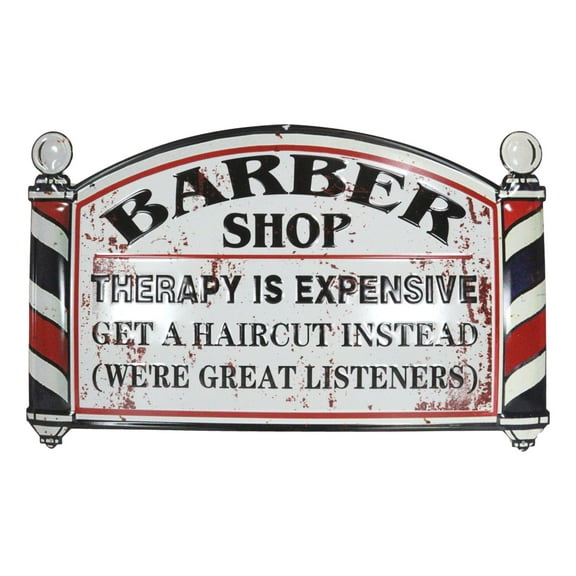 Barber Shop Therapy Is Expensive Get A Haircut Metal Novelty Wall Decor Sign 23"