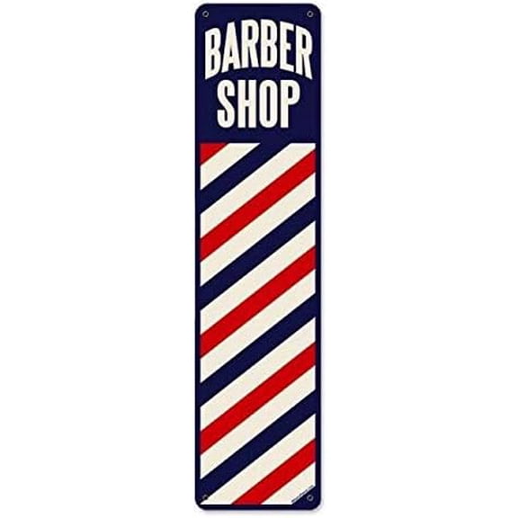 Barber Shop Tin Metal Sign Barbers Pole Striped Hair Stylist Salon,4"x16"