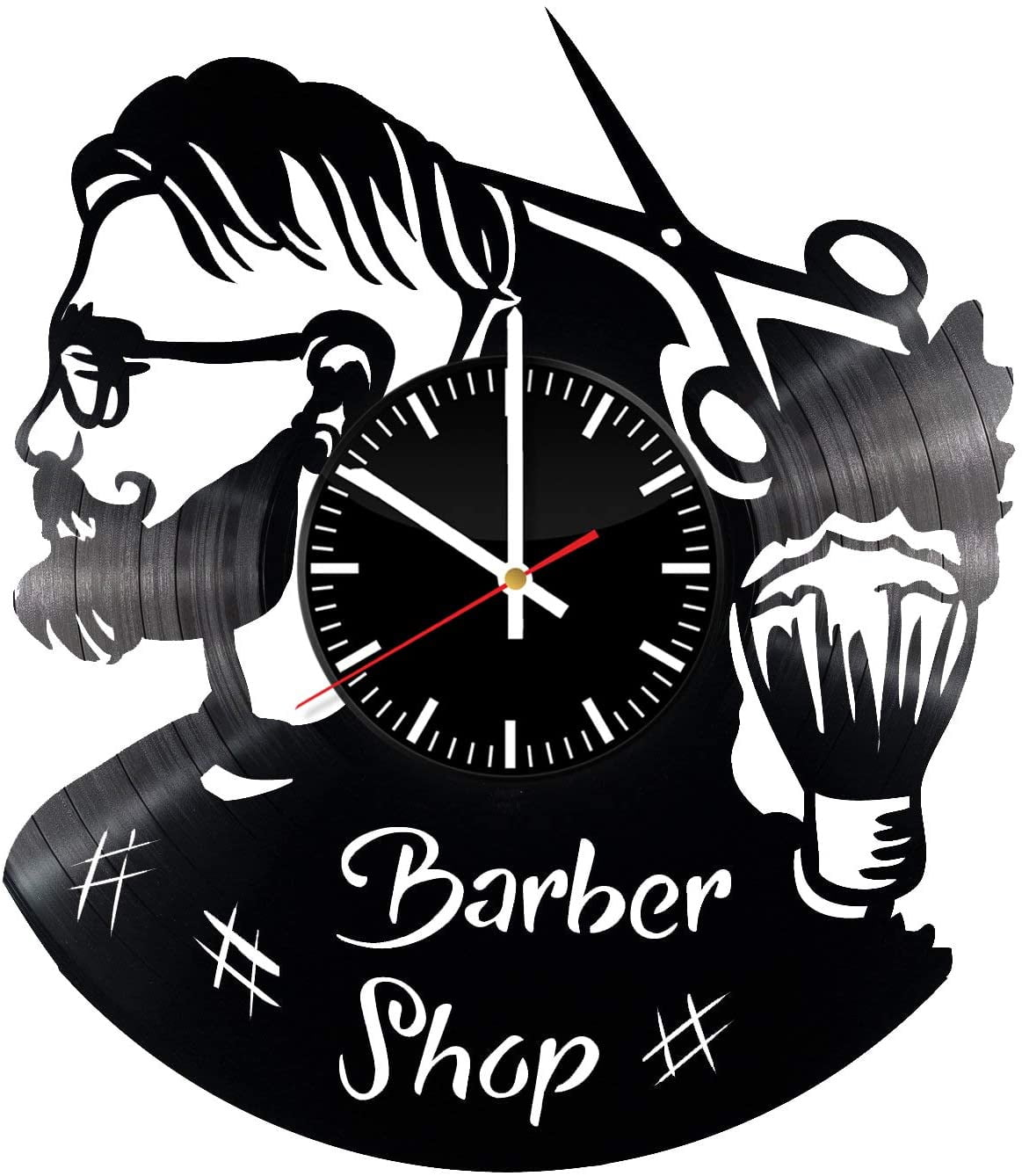Barber Shop Vinyl Wall Clock,Vinyl Record Clock Wall Art Home ...