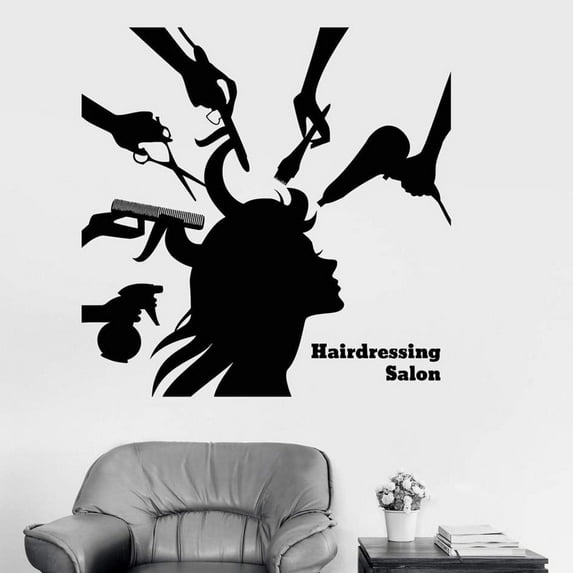 Barber Shop Vinyl Wall Decal Hairdressing Salon Beauty Hair Woman Barbershop Stickers Hair Salon Art Mural For Store Sign 30x30cm