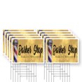 thumbnail image 1 of Barber Shop Walk Ins Welcome Yard Sign 10 Pack of 18 Inch x 24 Inch Single Sided Weatherproof Heavy-Duty Plastic with Stake | Hair Services, Convenient Access, Open Hours | Made in USA, 1 of 7
