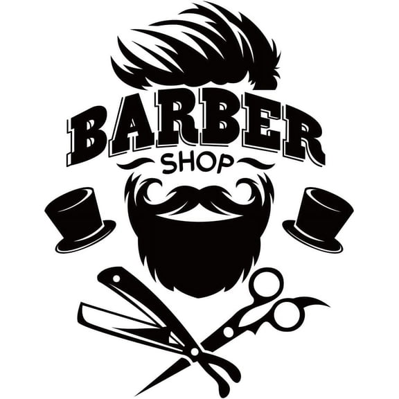 Barber Shop Wall Sticker Black and White Hairdressing Theme Vinyl Wall Decor Barber Shop Decal Wallpaper Art Stickers