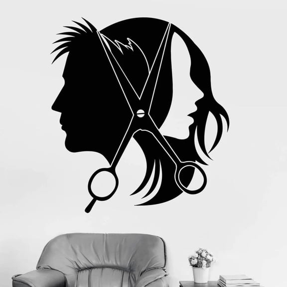 Barber Shop Window Sticker Wall Sticker Barber Stylist Hair Salon Unisex Sticker Hair Salon Art Mural Barber Shop Window Sticker