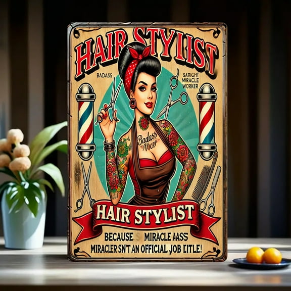 Barber Sign Barbershop Wall Poster Vintage Salon Hairdresser Metal Tin Signs Barber Shop Wall Decor Barber Haircut Posters For Men Bars Cafe Pubs Barber Shop Wall Art Gift 12x16 Inch