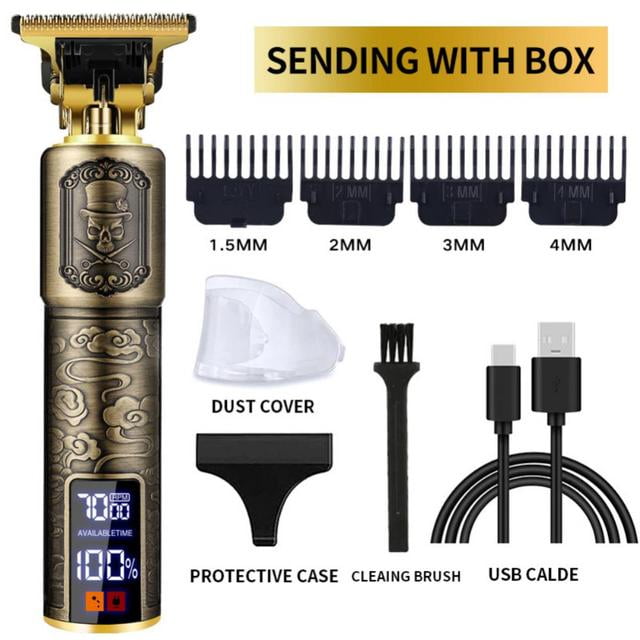 Barber T9 LCD Rechargeable Retro Oil Head Carving Push Shear Pubic Hair