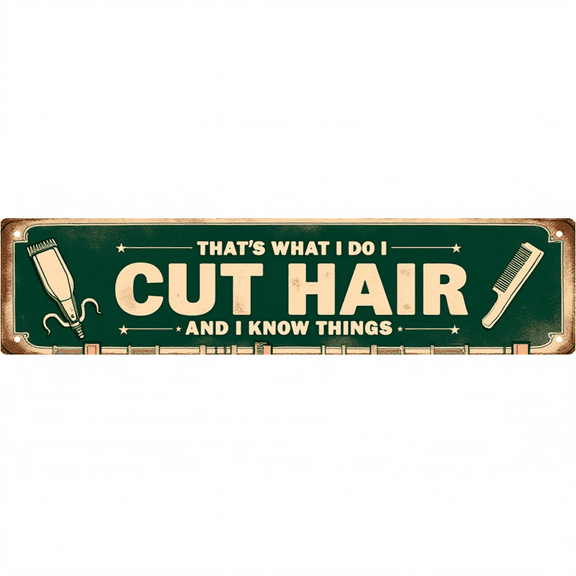 Barber Tin Sign 16x4 Inch Cut Hair Design - Ideal for Barber Shop, Garage, Outdoor Retro Decor