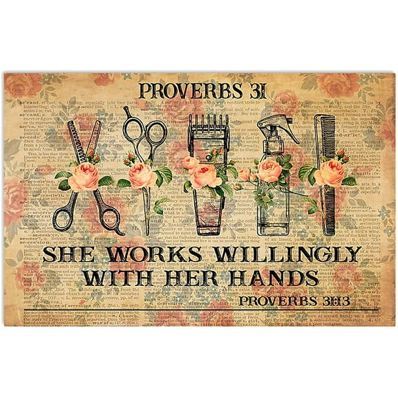 Barber Tools Metal Sign Vintage Barber Shop Decor A Hairdresser's Prayer Posters Salon Home Room Wall Decor Plaque 12x18 Inches