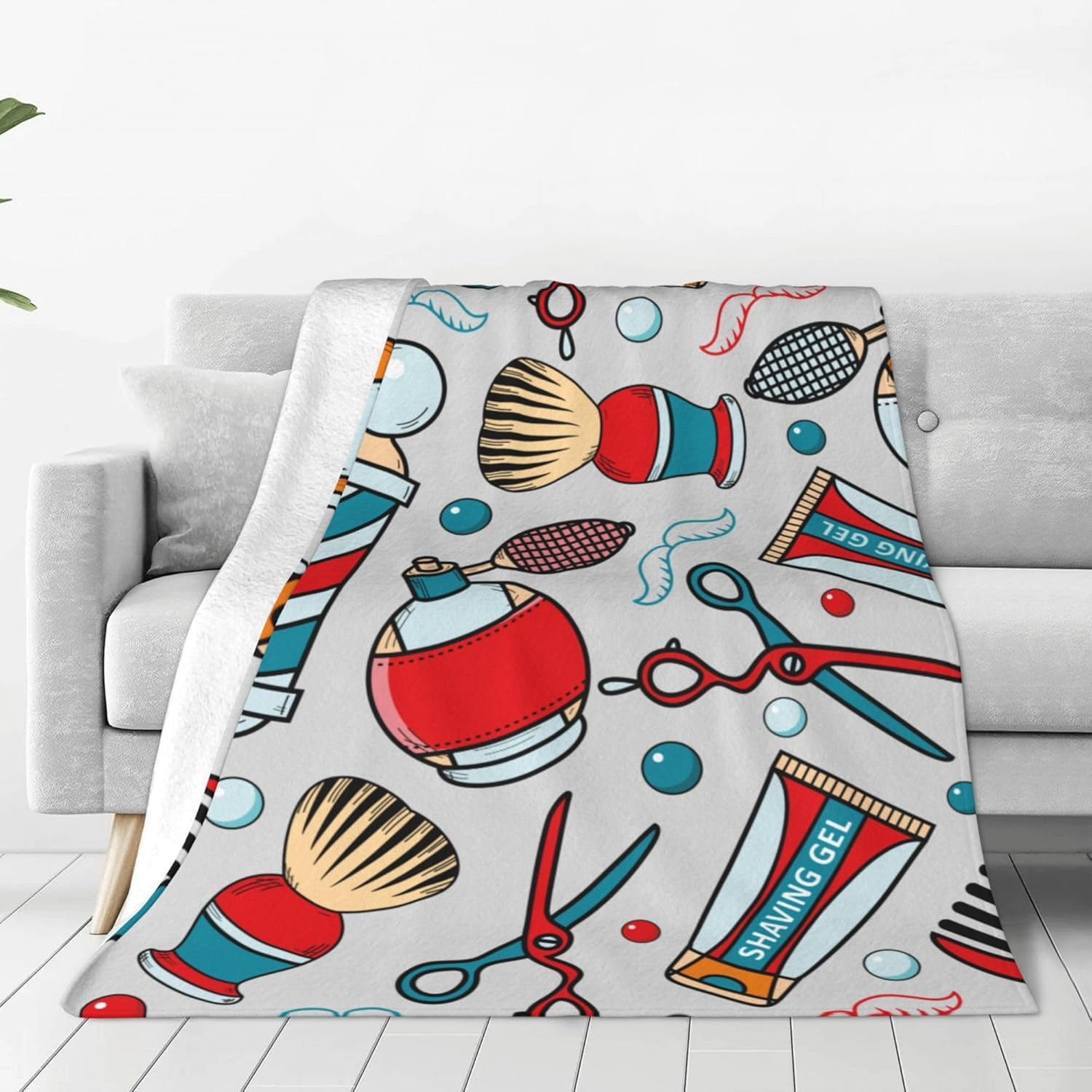 Barber Tools Pattern Blanket for Couch Bed Throw Blanket, Aesthetic
