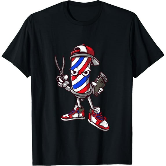Barber Vintage Cool Graphic Tee, T-Shirt for Hairdresser Gift, Barbershop Apparel ，Novelty Graphic Tees, Casual Tops for Men，Classic，cotton，black，S-5XL